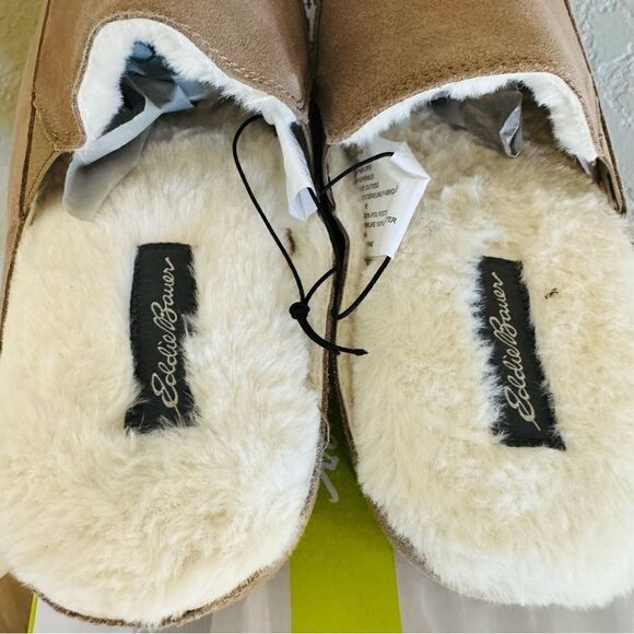 EDDIE BAUER Faux Fur Lined Slippers,‎ Women's Size 12 (XL), Natural Tan, NWT - Picture 5 of 14